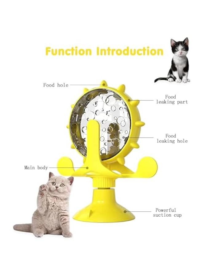 جهاز توزيع الطعام البطيء الدوران بكوب شفط قوي للقطط من دي إم جي لتدريب ذكاء الحيوانات الأليفة - تصميم دوار 360 درجة - Image 3