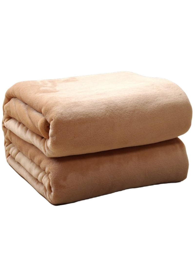 Fleece Blanket, Super Soft Bed Blanket Plush Cozy Fuzzy Lightweight Flannel Blankets for Bed, Sofa, Couch, Travel, Camping (Brown, 150x200CM)  - Image 1