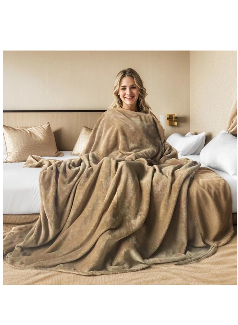 Fleece Blanket, Super Soft Bed Blanket Plush Cozy Fuzzy Lightweight Flannel Blankets for Bed, Sofa, Couch, Travel, Camping (Brown, 150x200CM)  - Image 4