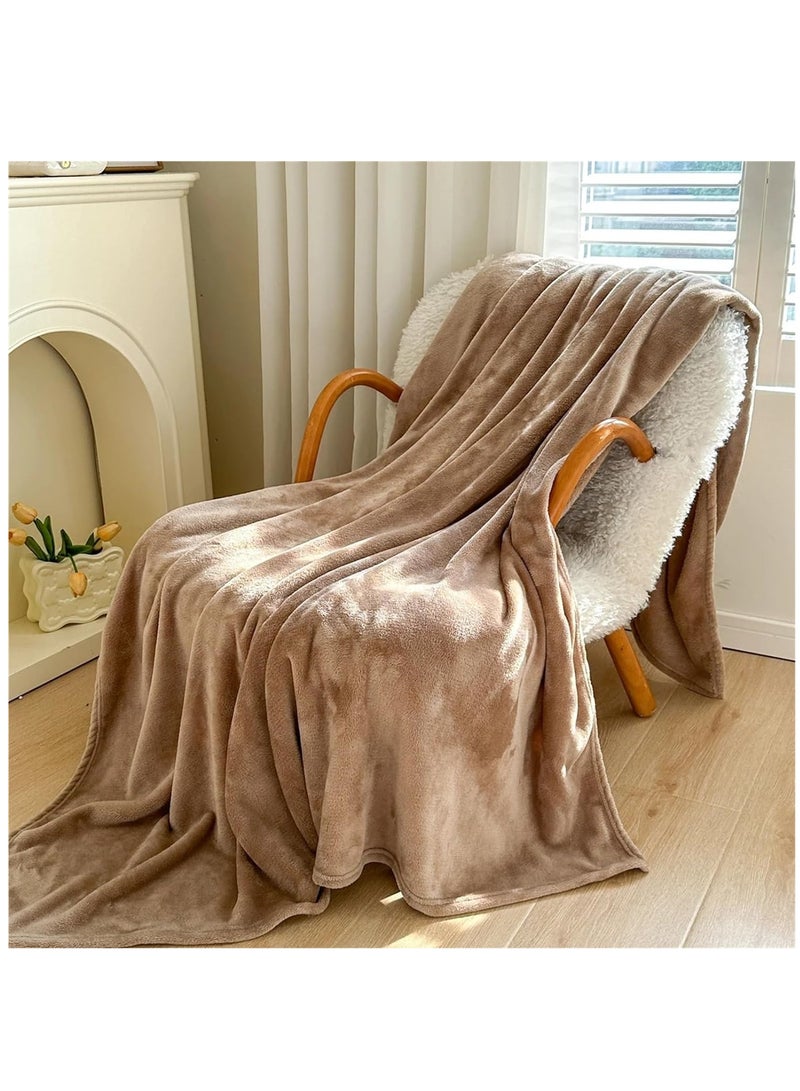 Fleece Blanket, Super Soft Bed Blanket Plush Cozy Fuzzy Lightweight Flannel Blankets for Bed, Sofa, Couch, Travel, Camping (Brown, 150x200CM)  - Image 2
