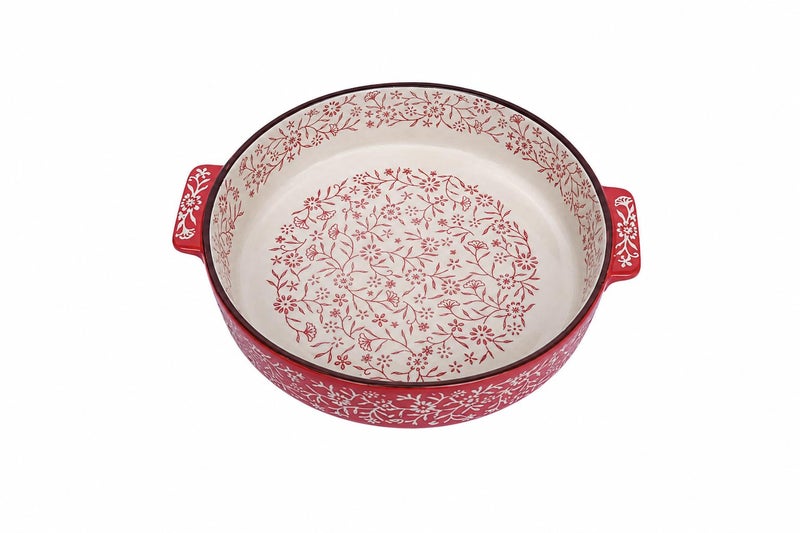 Porcelain Round Tagine 25 cm Red Floral Design - Image 3
