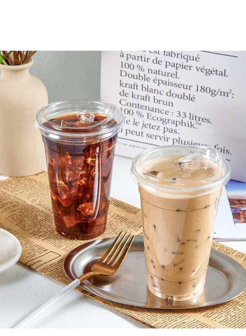 12 oz Reusable Clear Plastic Cups with Lids, BPA-Free Heavy-Duty Cold Cups, Dishwasher Safe for Iced Coffee, Smoothies, Parties & Daily Use - Image 5