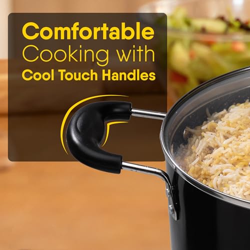 AGARO Elegant Non Stick Biryani Pot with Glass Lid, 26 cm Diameter, 5.5 Liter Capacity, Non Stick Coated Aluminium Pot, Side Handle, Gas & Induction Oven Compatible, Biriyani, Pulao, Rice - Image 4