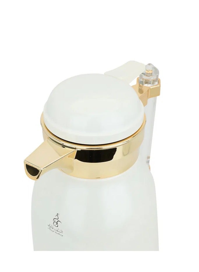 السيف غاليري طقم ترامس شهد السيف غاليري، 1 / 1 لتر، بيد شفاف، قطعتين، حافظة داخلية زجاج حراري، هيكل خارجي استيل - أبيض - Image 4