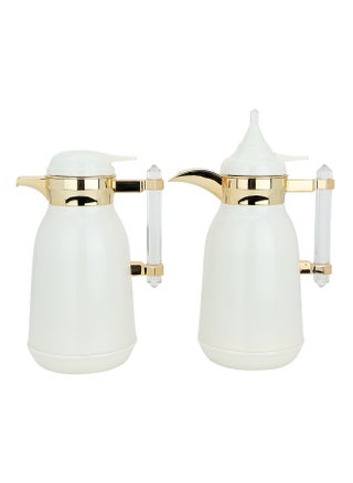 Shahd White Silver Thermos Set With Gilded Line And Acrylic Handle, Two Pieces - pzsku/ZA10A847A665EAACC344CZ/45/_/1730961045/a467fe4f-1d82-4e80-bd04-ea64e1db9861