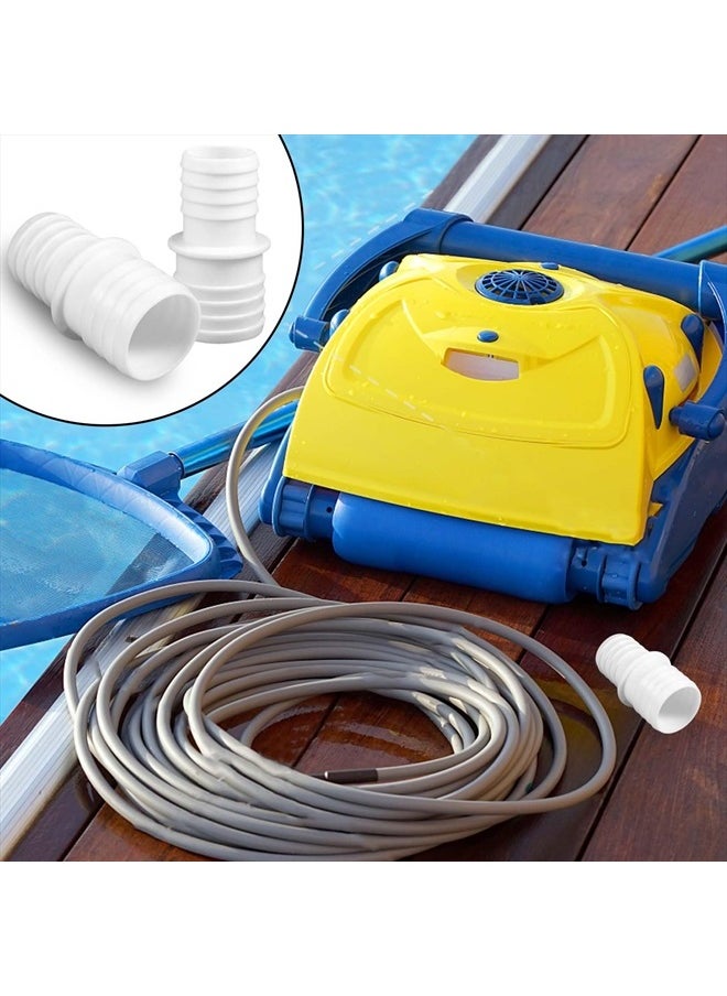 4pcs Pool Hose Adapter 1.5 to 1.25" with 8pcs Adjustable Stainless Steel Clamps, Double-Ended Swimming Pool Hose Adapter for 1.5 to 1.25" Connector (White)