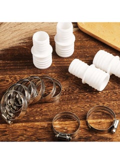 SAVITA 4pcs Pool Hose Adapter 1.5 to 1.25" with 8pcs Adjustable Stainless Steel Clamps, Double-Ended Swimming Pool Hose Adapter for 1.5 to 1.25" Connector (White)  - Image 3