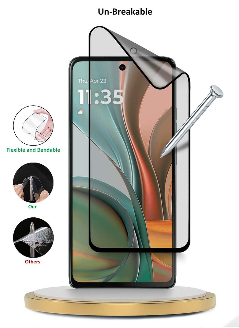 Wtech - Motorola Moto G75 5G 2024 Nano Ceramic Full Glue Full Cover Matte Flexible Screen Protector (MSCNMN) - Clear/Black - Image 1