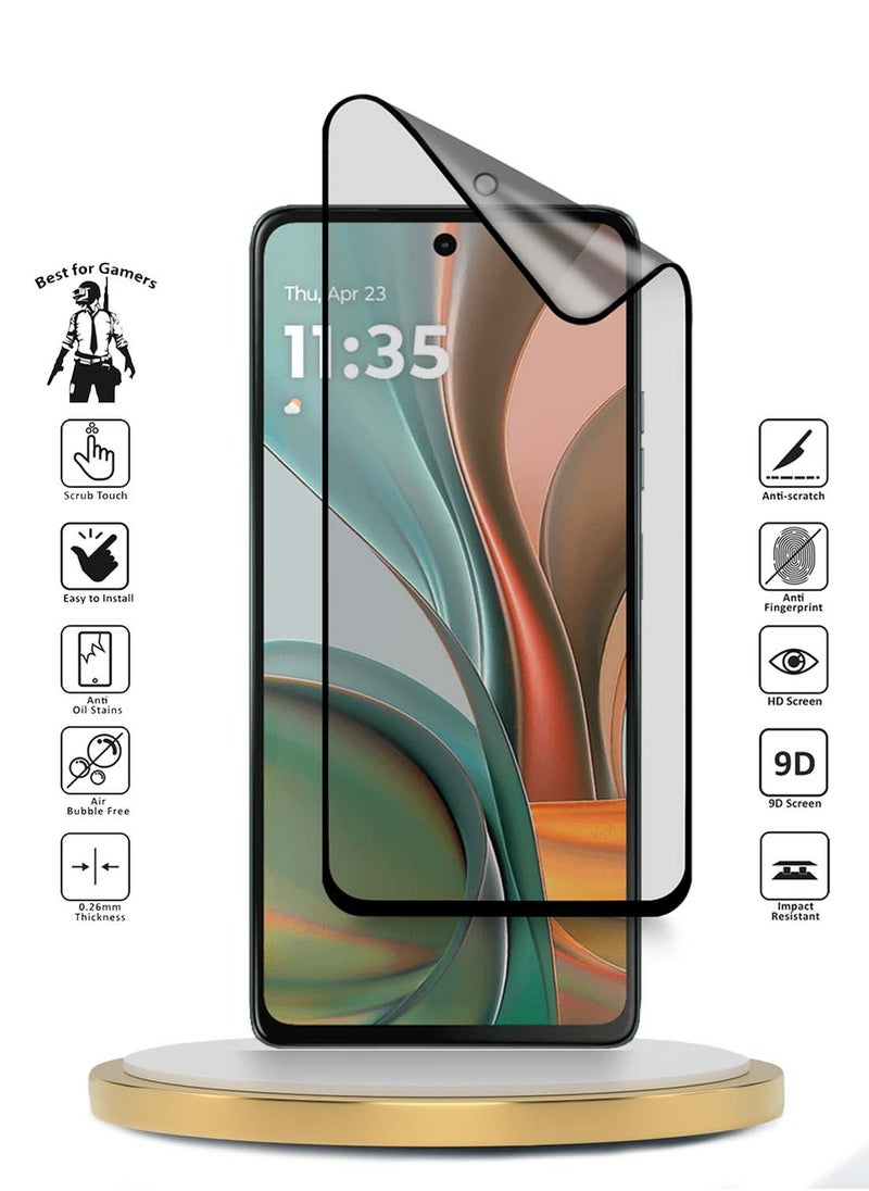 Wtech - Motorola Moto G75 5G 2024 Nano Ceramic Full Glue Full Cover Matte Flexible Screen Protector (MSCNMN) - Clear/Black - Image 1