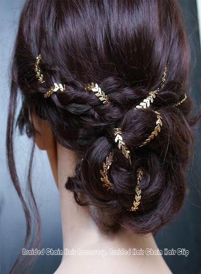 Cerun 2 Pcs Premium Braided Hair Chain Punk Gold Color Metal Wheat Tassel Hair Clips Hair Extensions Braiding Hair Pins Hair Accessories for Women Girls Wedding Party 2Pcs - Image 3