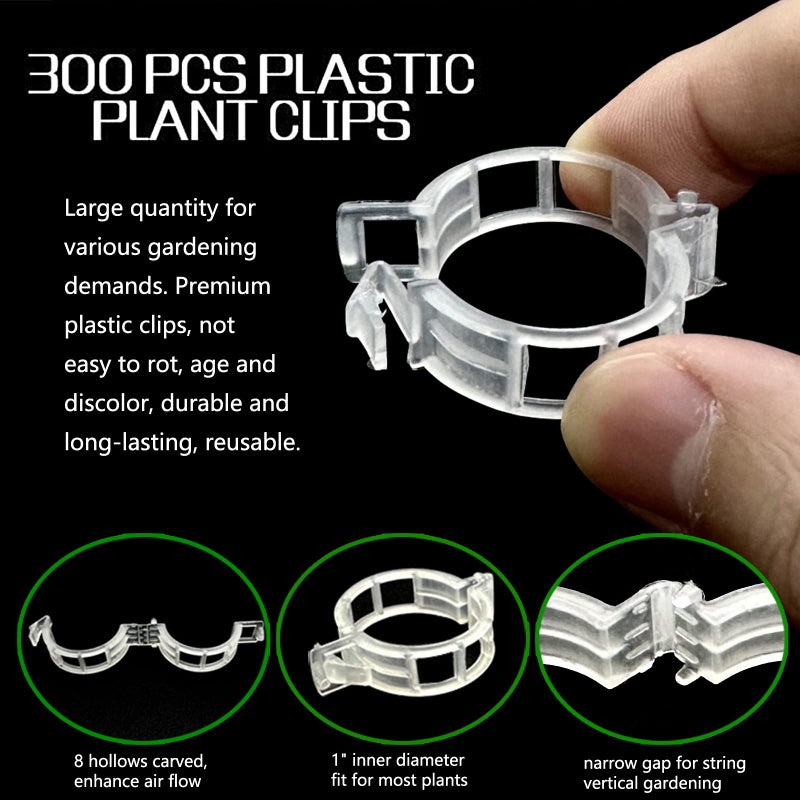 PitenoÂ® 300Pcs Tomato Clips, Plastic Trellis Clips, Plant Support Clips, Grape Vine Tomato Vine Vegetables Plants Garden Support Clips to Grow Upright Makes Plants Healthier - Image 2