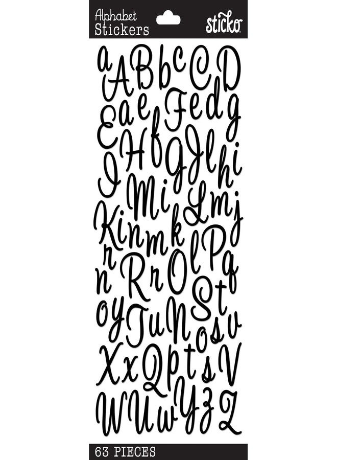 Sticko Alphabet Stickers, Sweetheart Script Black