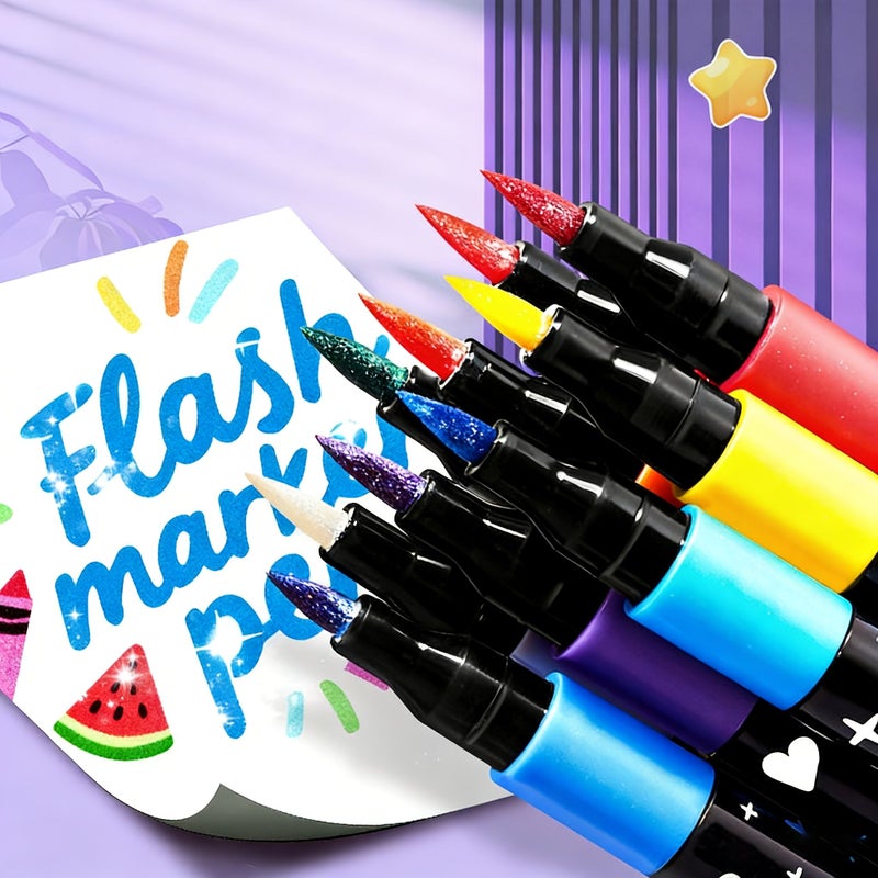 24 Colors Glitter Fluorescent Highlighters Art Drawing Pens - Image 5
