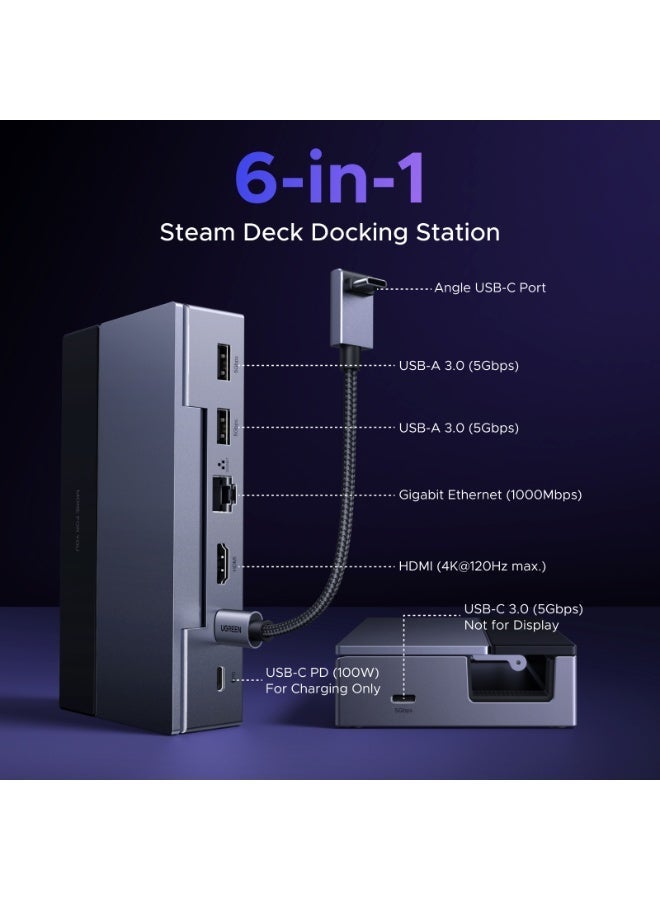 يو جرين محطة إرساء نينتندو سويتش 2، موزع ستيم ديك، وحدة توسعة الألعاب ROG Ally، مخرج HDMI بدقة 4K بمعدل 120 هرتز، منفذ إيثرنت RJ45 بسرعة 1000 ميجابت في الثانية، شحن سريع PD بقدرة 100 واط، موزع USB-A + USB-C، متوافق مع ستيم ديك / ROG Ally / NS 1 / NS 2 - Image 3