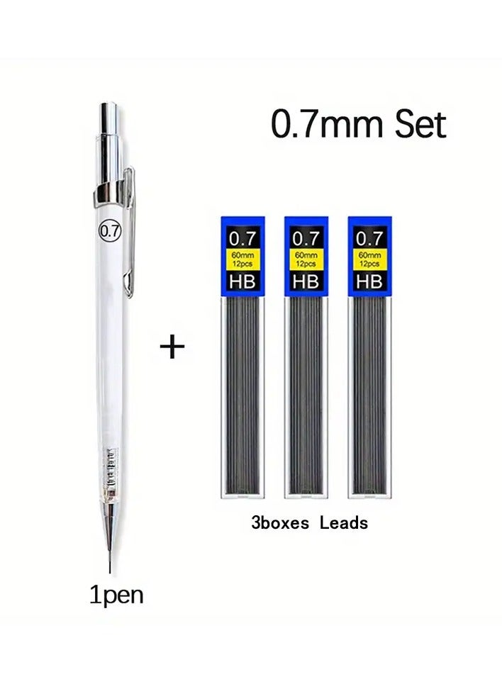 Generic 4-Pack Mechanical Pencils 0.7mm with Lead Refills, Art Sketching  Drawing Pens, No Feather, White Stationery Set  - Image 1