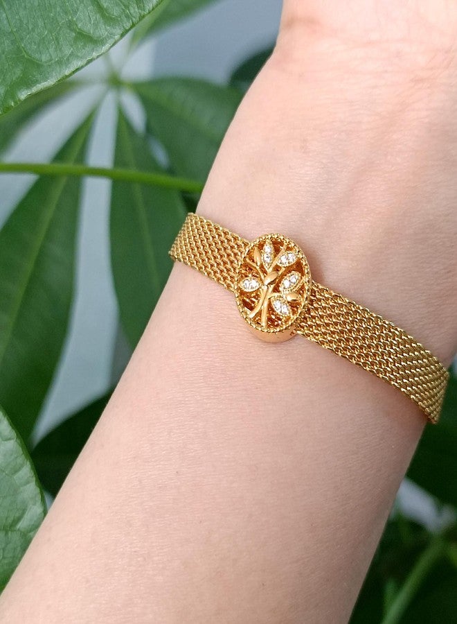 QeenseKc Reflexions Mesh Bracelet for Reflexion Clip-on Charm Bead in Gold 6.7 Inch - Image 5