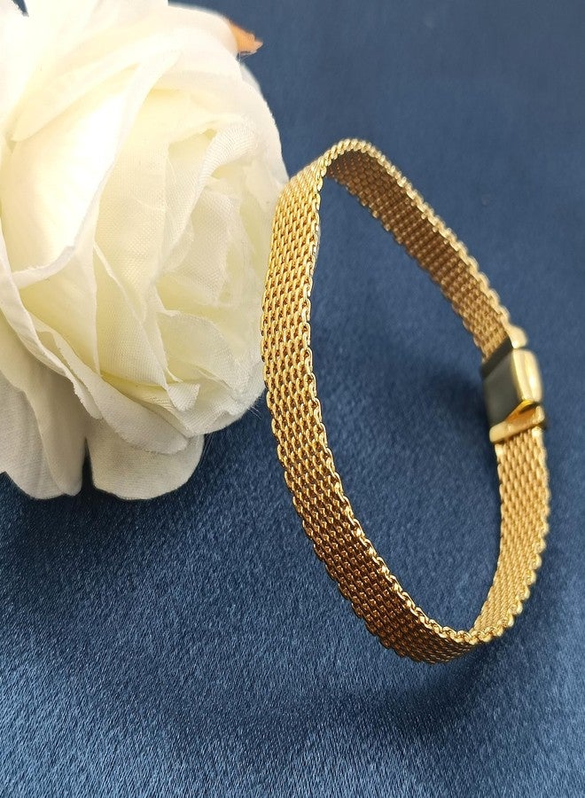 QeenseKc Reflexions Mesh Bracelet for Reflexion Clip-on Charm Bead in Gold 6.7 Inch - Image 4