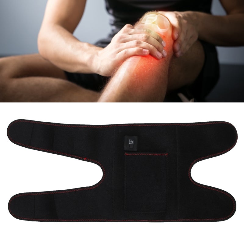 Electric Heating Knee Brace: 3 Gears Temperature Adjustable, Soft Skin-Friendly Fabric, Dual Pocket Design - Carbon Fiber Hot Compress Knee Pad for Knee Pain Relief, Blood Circulation & Physiotherapy - Image 1