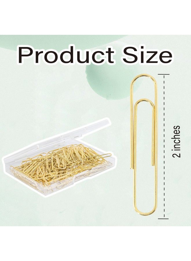 Bflaae Gold Paper Clips,Large Paper Clip 2 Inch Jumbo Paperclips,Smooth Heavy Duty Clips Office Supplies Ideal for Bookmark - Image 2