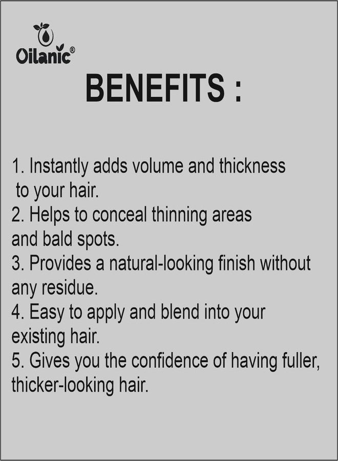 Oilanic Hair Building Fiber Refill Pack for Instant Hair Volume | Natural fiber for hair Thinning and Maintain Bald Spots Natural Plant-Based fibers for Men and Women | Pack of 1, Black, Each 25 gram - Image 4