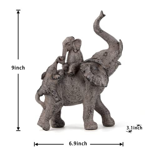 Smadeer Elephant Statues for Home Decor Accent Elephants Decor for Shelf Table Desk Decorations Mother and Baby Elephant Figurines with Trunk Up African Animal Family Elephants Gifts for Woman - Image 3