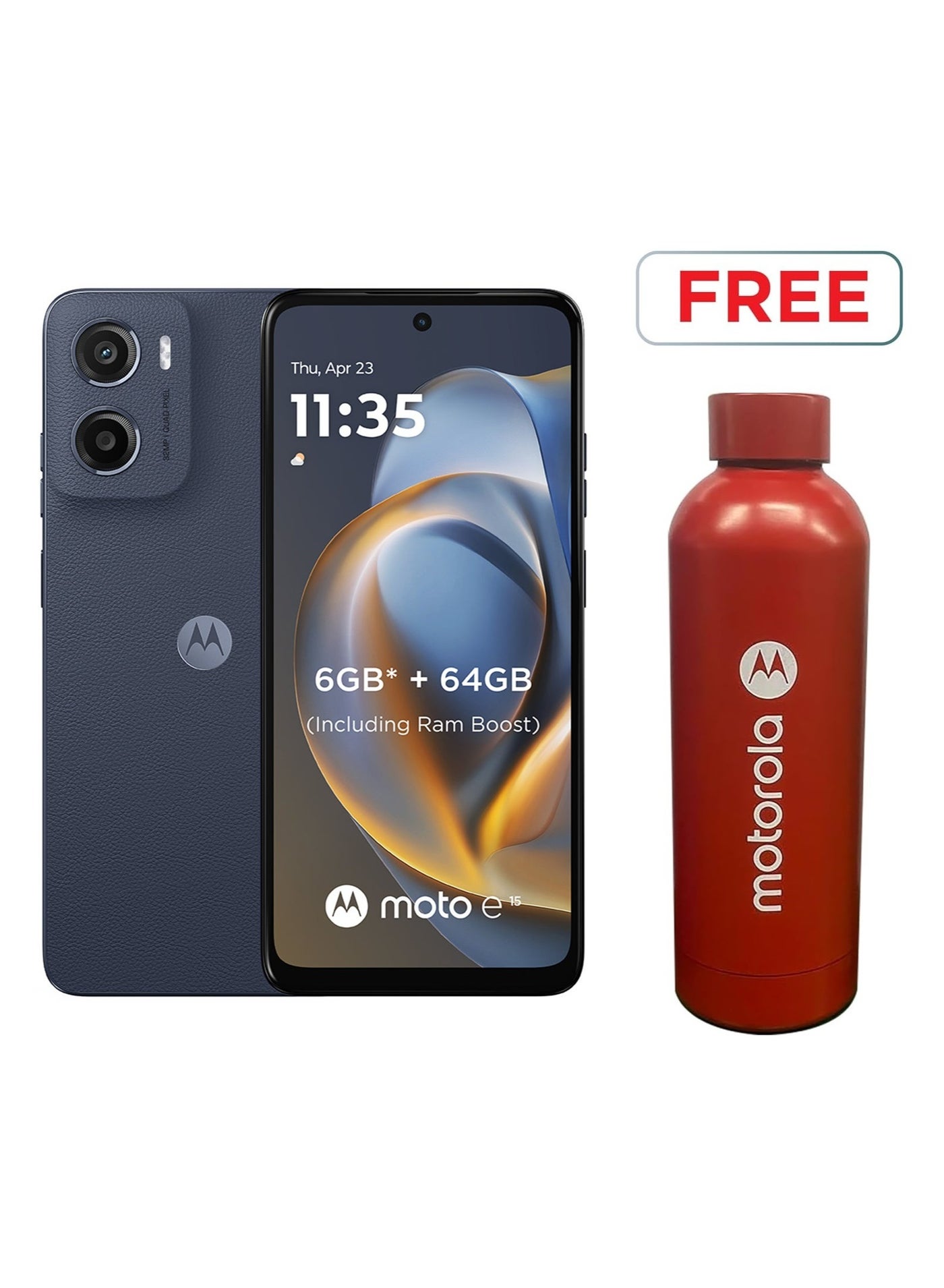 E15 4G Dual SIM Denim Blue 2GB RAM 64GB With Motorola Bottle - Middle East Version