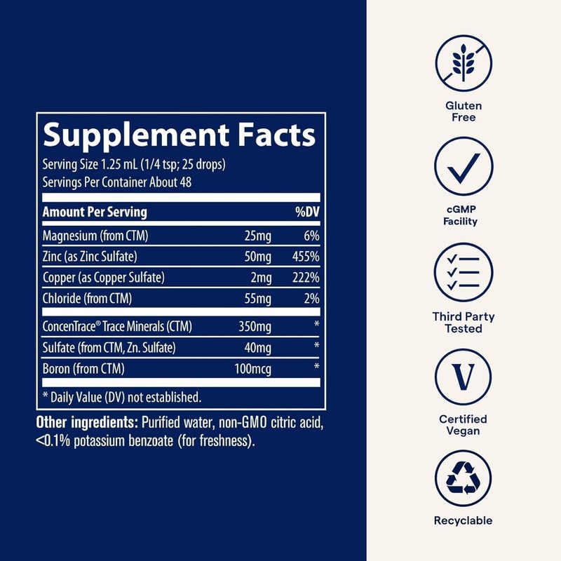 Trace Minerals Ionic Zinc 50 mg  Dietary Supplement with Zinc Magnesium  Chloride  Support Healthy Digestion  Immune Function  ZInc for Skin  Brain Health  2 fl oz About 48 Servings - Image 5