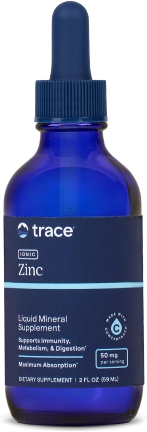 Trace Minerals Ionic Zinc 50 mg  Dietary Supplement with Zinc Magnesium  Chloride  Support Healthy Digestion  Immune Function  ZInc for Skin  Brain Health  2 fl oz About 48 Servings - Image 1