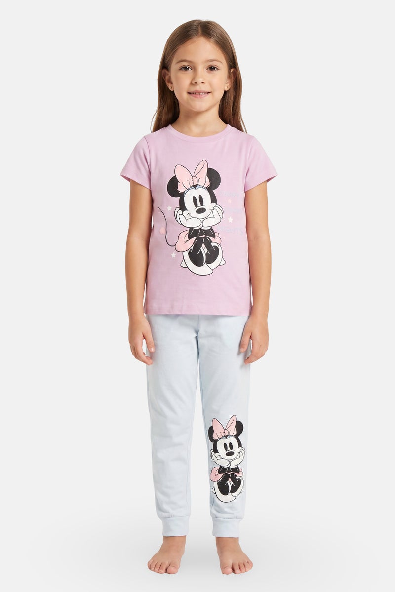 Disney Kids Girl 2 Pieces Micky And Friends Print Top And Pants Pyjama Set, Multicolor - Image 1
