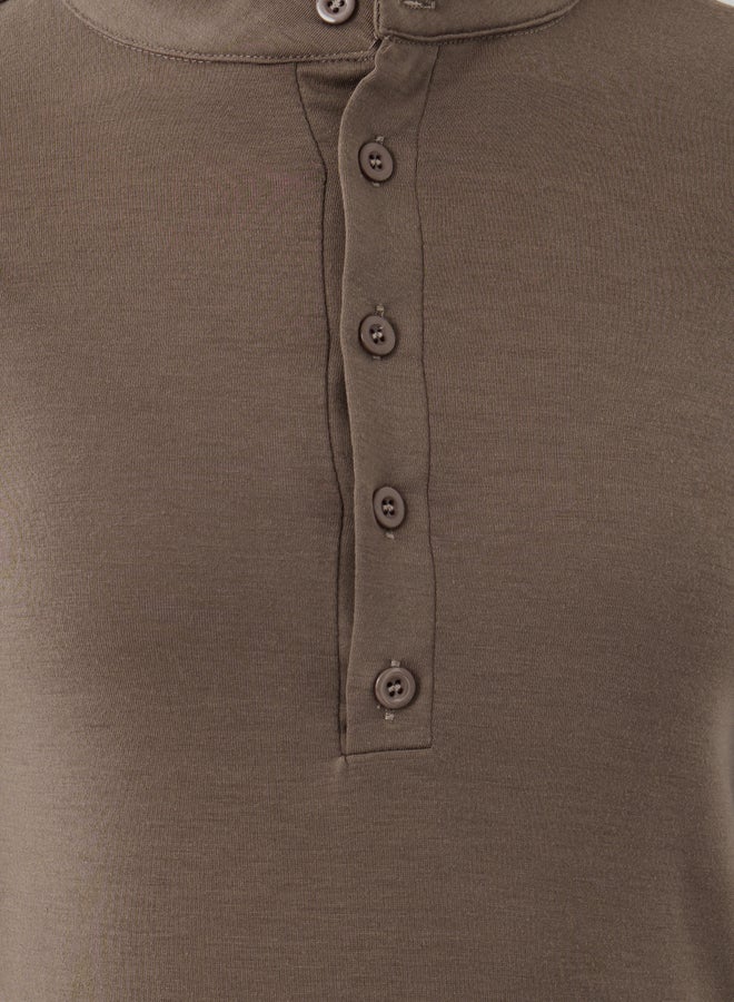 Take Two Solid Long Sleeve Knitted Top with Button Detail  - Image 3