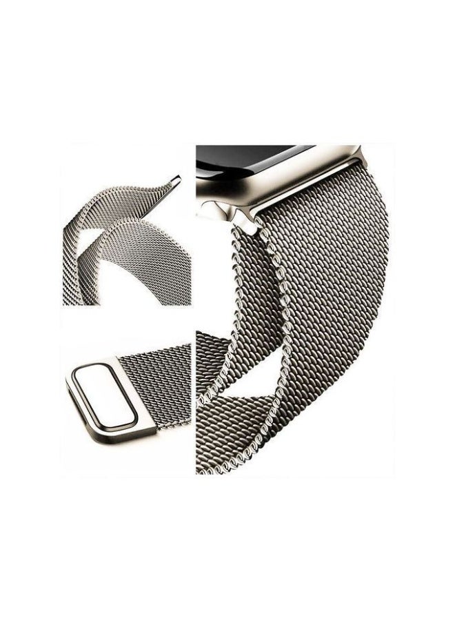 سوار مغناطيسي من الفولاذ المقاوم للصدأ لساعة آبل 46 مم، سلسلة 10 - بإضاءة النجوم - Image 3