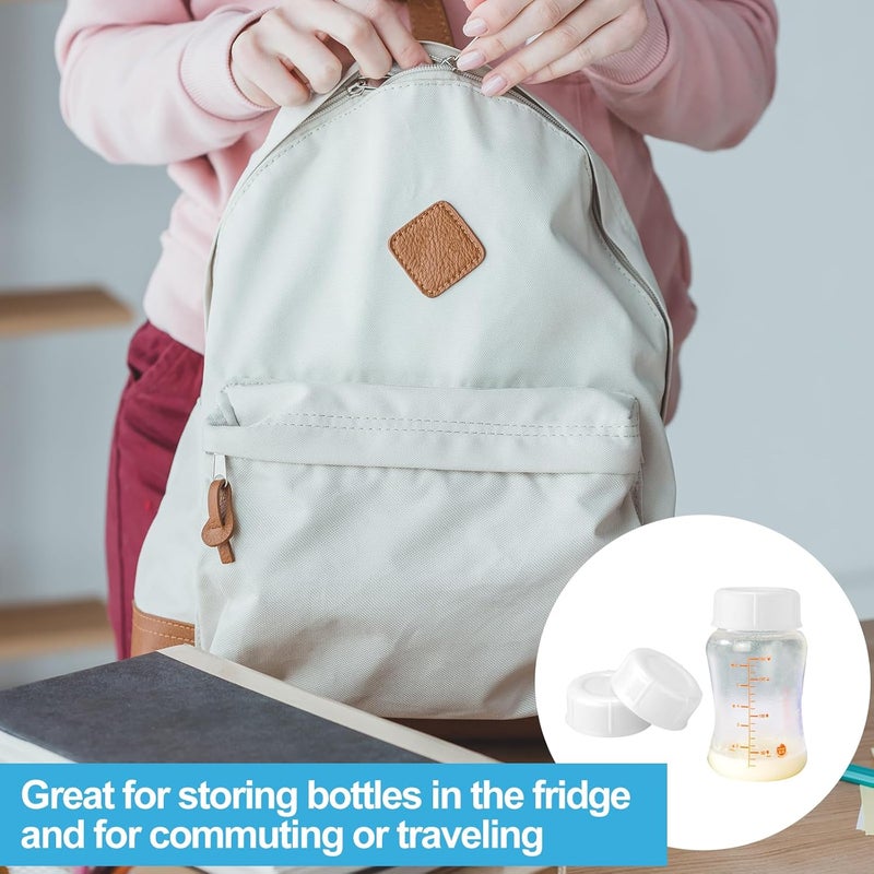Gosknor 10pcs Narrow Baby Bottle Caps for Dr Brown  Medela Bottles BPA Free Travel and Storage Baby Bottle Lids Replacement Parts with Sealing Gasket for Ameda Baby Bottles Accessory White - Image 5