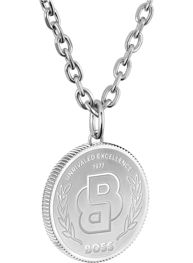 BOSS DOUBLE B COIN Necklace in Stainless Steel with a Coin Charm