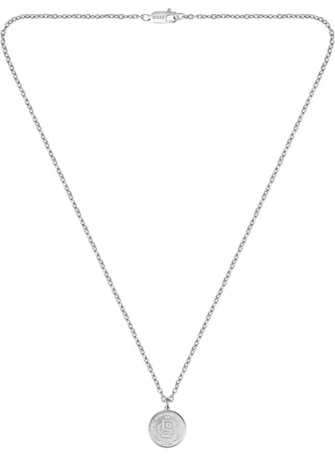 BOSS  DOUBLE B COIN Necklace in Stainless Steel with a Coin Charm for Men | Best Price UAE