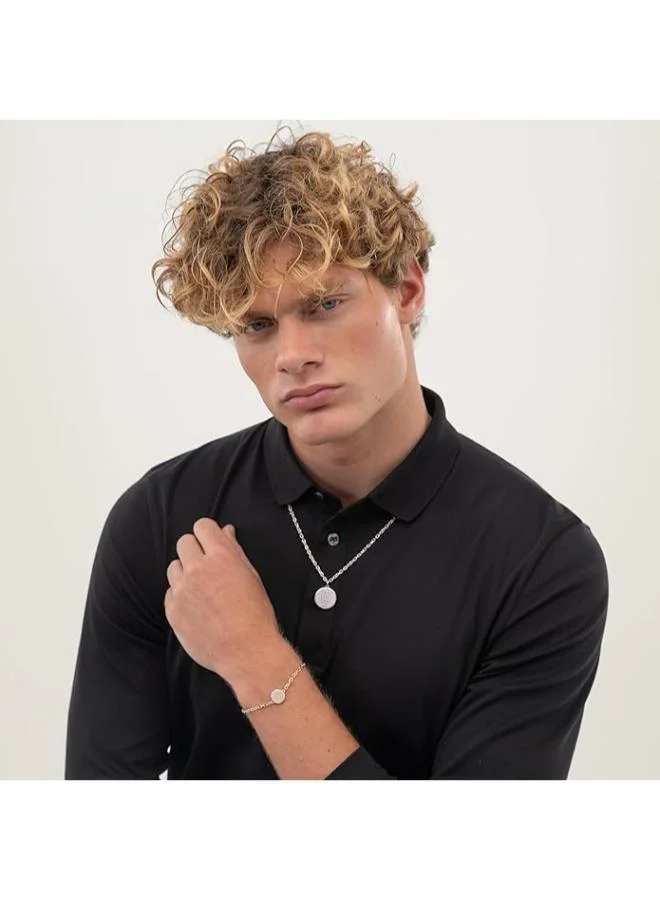 BOSS  DOUBLE B COIN Necklace in Stainless Steel with a Coin Charm for Men | Best Price UAE