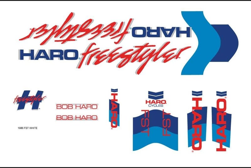 Vintage Freestyle BMX Bicycle Decals and Stickers 1982-1988 (1986 Decals FST White)