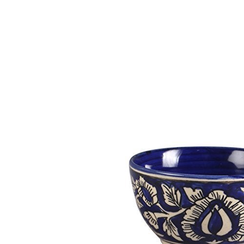 Caffeine Ceramic Handmade Blue Mughal Katori Bowl Set of 2, Stoneware, 200ml Capacity - Image 2