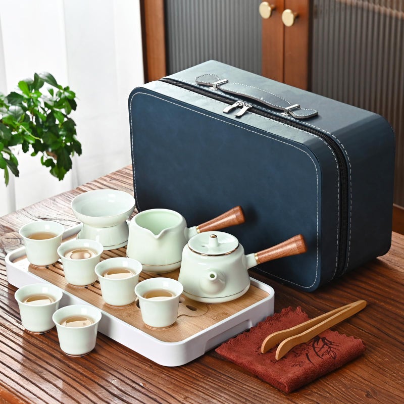 Tandarui Chinese Tea Set Kung fu TeaSet Chinese Gongfu Tea Set With 6 Tea Cups Side handle tea pot CebaG 6cups - Image 2