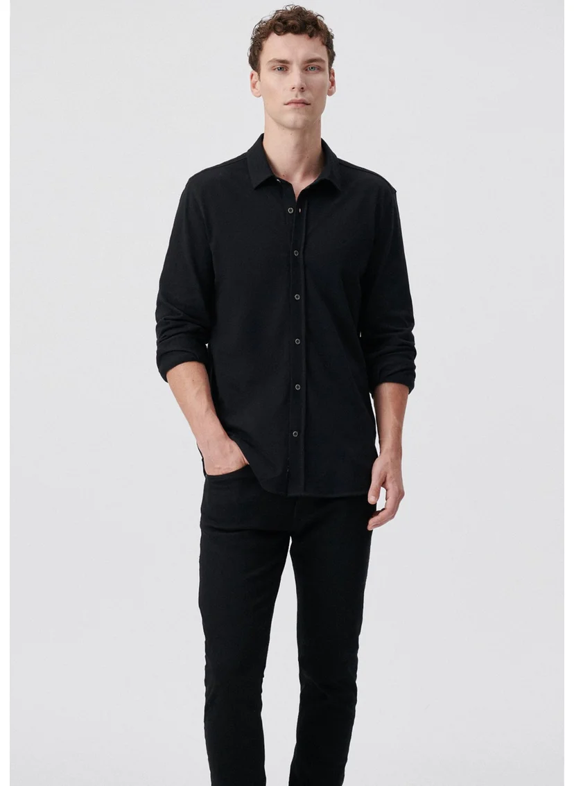 مافي Blue Men's Black Knitted Shirt 021638-900