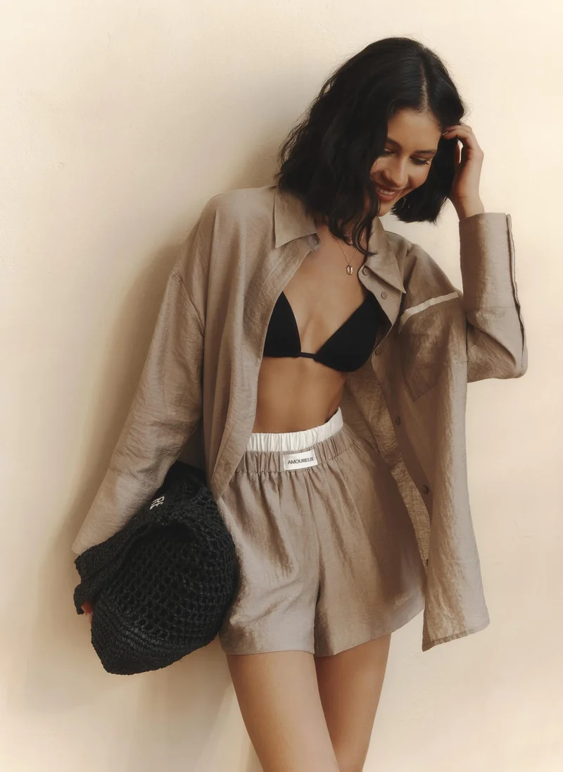 Lichi  Loose shorts with contrasting waistband for Women | Best Price UAE