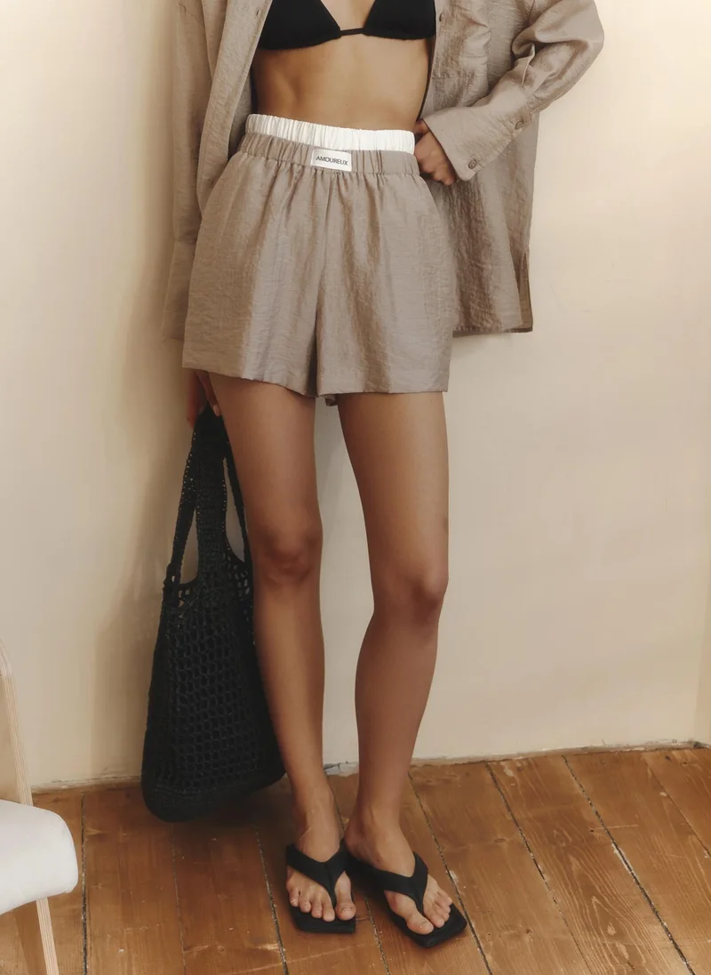 Lichi  Loose shorts with contrasting waistband for Women | Best Price UAE
