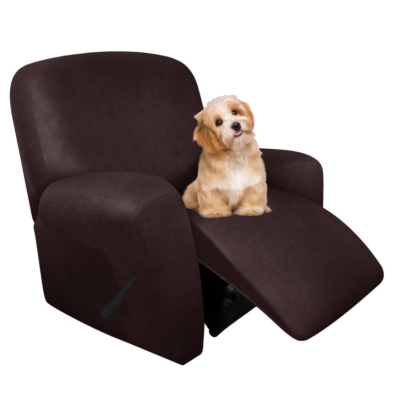 molasofa Leather Like Recliner Chair Covers  Large Lazy Boy Recliner Chair Covers for Reclining Chair 4 Pieces Washable Recliner Slip Covers That Stay in Place Chocolate
