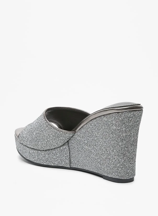 Flora Bella Women's Textured Slip-On Sandals with Wedge Heels