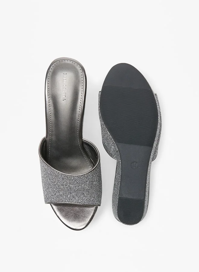 Flora Bella Women's Textured Slip-On Sandals with Wedge Heels