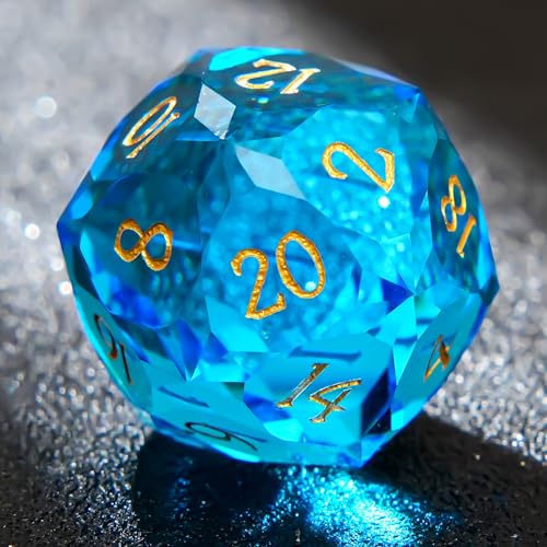 FTNNGIME Multifaceted Blue glassCrystal DND Dice Set 7 PCS Gemstone Suitable for Dungeons and Dragons RPG Games - Image 1