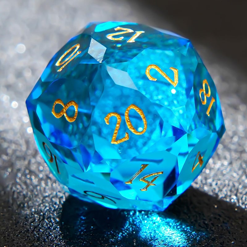 FTNNGIME Multifaceted Blue glassCrystal DND Dice Set 7 PCS Gemstone Suitable for Dungeons and Dragons RPG Games - Image 3