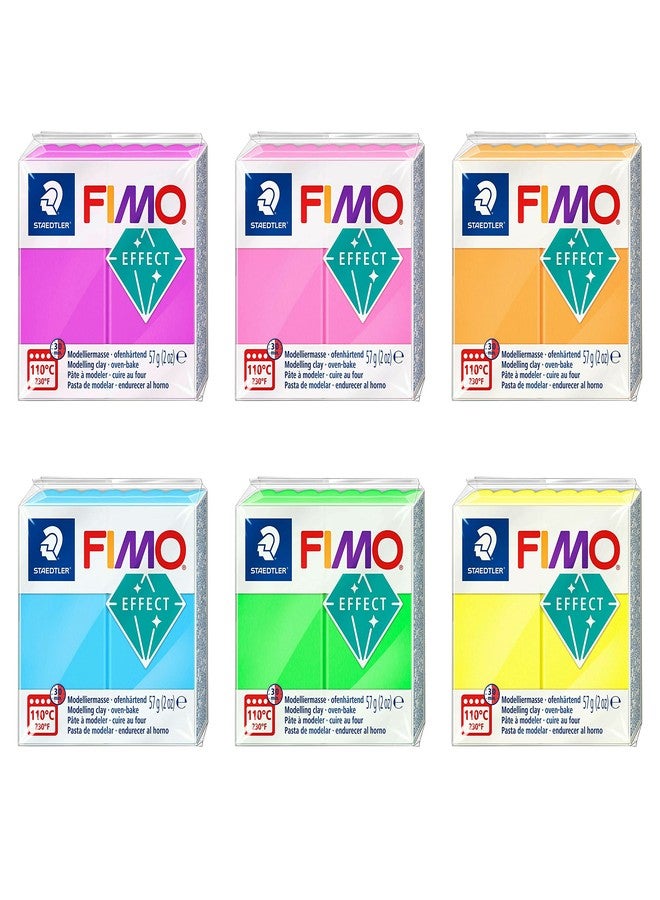 FIMO طين النمذجة البوليمر الناعم من فيمو ستايدتلر - تأثير نيون - مجموعة من 6 - Image 1