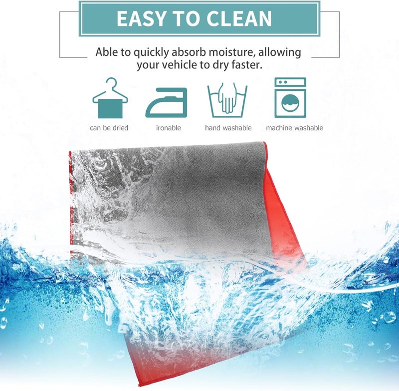 2pcs Super Absorbent Car Drying Towels Microfiber Cleaning Cloths Reusable Soft Chamois for Auto Wash and Detailing - Image 3