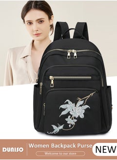 DUNISO Women Backpack Purse, Embroidery Backpack for Girl Woman Black Travel Bookbag Lady Shoulder Bag, Lightweight Ladies Fashion Daily Backpack Anti-theft Casual  Daypack  - Image 1