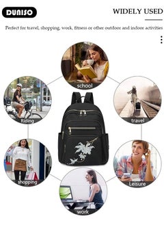 DUNISO Women Backpack Purse, Embroidery Backpack for Girl Woman Black Travel Bookbag Lady Shoulder Bag, Lightweight Ladies Fashion Daily Backpack Anti-theft Casual  Daypack  - Image 3
